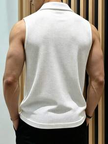 Manfinity Dauomo Tank Top Pria Polos Kasual Gaya Klasik untuk Liburan Musim Panas Warna Putih Gading - Putih - View 2