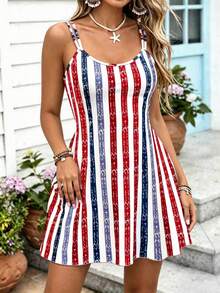 EMERY ROSE Women's Plus Size Striped Colorblock Short Camisole Dress - Multicolor - View 3