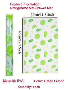 4pcs Waterproof Refrigerator Mats - Moisture-Proof, Anti-Slip, Washable And Reusable. Made Of EVA Material With A Novel Lemon Pattern. Suitable For Refrigerator And Kitchen Decor, Door Mats, Personalized Gifts, Kitchen Essentials - color - View 9