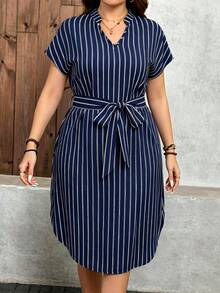 Comfylo Vestido a rayas de talla grande adecuado para el verano - Multicolor - Ver 4