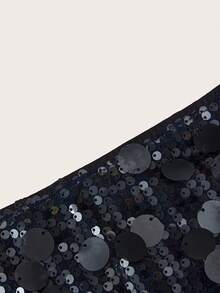 SHEIN ICON Black Low Rise Sequin Decor Bodycon Mini Skirt Night Autumn - Grey - View 4