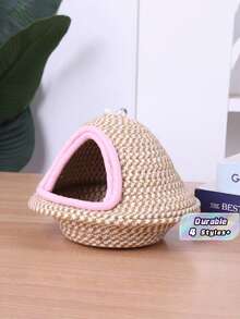 1pc Hand-Woven Straw Bird Nest Bed With UFO-Shaped Dome Design, Made Of Reed Material With Good Heat Insulation Effect, Parrot Sleeping Bag Suitable For Peach-Faced Lovebirds, Budgerigars, Usable Both Indoors And Outdoors - View 1