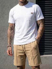 Manfinity CasualCool Men's Casual Short Sleeve T-Shirt And Shorts 2 Pieces Set, Spring/Summer, Holiday - Multicolor - View 5
