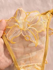 Eraneu Women's Nude Sexy Lingerie Set 2pcs - Yellow - View 10