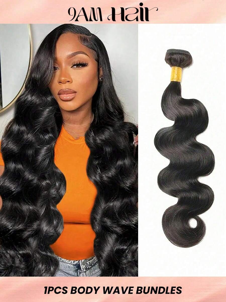 Body Wave Human Hair Weave Bundles 1 Piece Natural Black Virgin Human Hair Extensions For Women 8-30 Inch - Natural Black - View 1