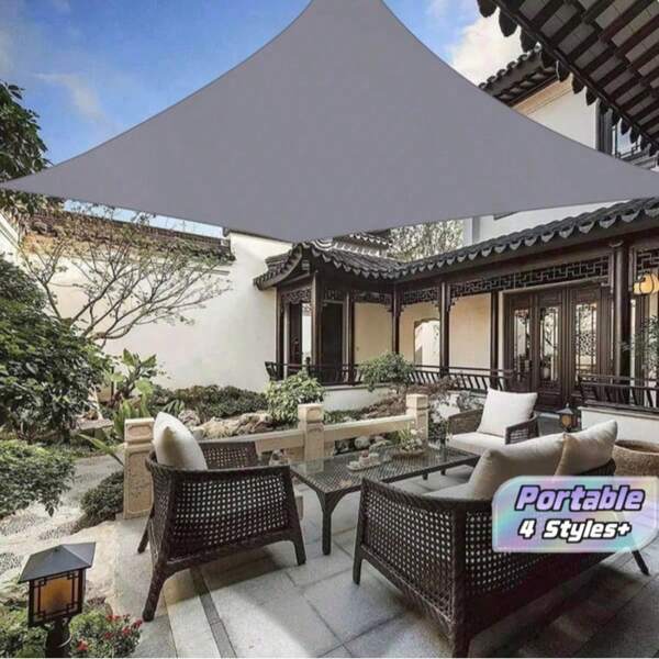 1 buah Terpal Pelindung Matahari Tahan Air, Kanopi Luar Ruangan, Kain Pelindung Matahari Taman, Bentuk Persegi Panjang, Cocok Untuk Balkon, Halaman, Tempat Parkir, Kolam Renang
