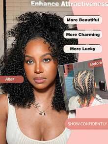 Boho Braids Afro Kinky 捲曲人髮鉤編髮 100% 純人髮 60g 18吋 髮片 適用於沙龍絲滑水波捲 3c4a 輕量可重複使用處女髮 髮片 女用自然黑 高品質人髮接髮 長期佩戴與造型適用 - Natural Black - 查看 8