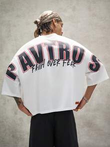 PAVTROS Men's Letter Print Round Neck Short Sleeve T-Shirt - White - View 4