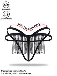 DrisQ DrisQ Fashionable Alluring Black Fringe Mid-Waist Sexy Men's Underwear - Black - View 2