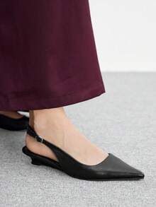 CUCCOO BIZCHIC Women Shoes Spring Summer Pointed Low Heel Comfortable Back Empty Buckle Women's Flat Shoes Solid Color Commuter Daily Versatile Dating Party - Black a - View 8