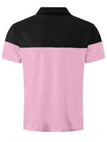 Manfinity Dauomo Camisa polo de manga corta para hombres, casual y de trabajo, con bloques de color para el verano - Multicolor - Ver 6