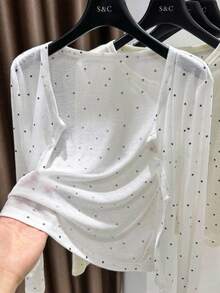 Cute Girls Fashion Elegant Cute Cool Girl Casual White Polka Dot Thin Jacket Spring Summer Autumn All Seasons 8-12 Years Old Party Formal - White - View 3