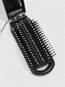 ROMWE Goth 1 Set Sisir Lipat dan Cermin Dekorasi Salib Gotik, Sisir Bantalan Udara untuk Kembali ke Sekolah, Perlengkapan Sikat Rambut dan Cermin Portabel DIY - Hitam dan Putih - View 5