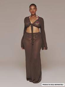 MUSERA Curve Black Maxi Dress Beach Cover Up - Brown - View 1
