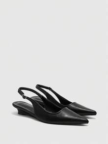 CUCCOO BIZCHIC Women Shoes Spring Summer Pointed Low Heel Comfortable Back Empty Buckle Women's Flat Shoes Solid Color Commuter Daily Versatile Dating Party - Black a - View 2