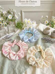 PETSIN 1 Buah Syal Hewan Peliharaan Tulle Motif Bunga Segar dengan Pita, Celemek Air Liur Lucu untuk Anjing Kecil dan Kucing Teddy - MultiWarna - View 6