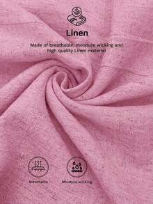 SHEIN LUNE 亚麻面料衬衫领装饰杏色女士中长连衣裙，适合春夏户外和商务通勤 - 粉色 - 查看 6