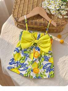 Cute Baby Girl: Casual, Simple, And Adorable With All-Over Print And Bow. Suitable For Birthday Par - Yellow - View 7