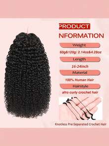Boho Braids Afro Kinky 捲曲人髮鉤編髮 100% 純人髮 60g 18吋 髮片 適用於沙龍絲滑水波捲 3c4a 輕量可重複使用處女髮 髮片 女用自然黑 高品質人髮接髮 長期佩戴與造型適用 - Natural Black - 查看 2
