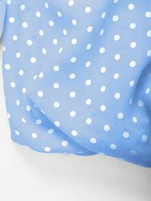Franclia Blusa elegante de mujer talla grande con lunares brillantes - Azul - Ver 6