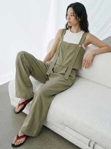 FRIFUL Women's Simple Solid Color Jumpsuit, Casual And Fashionable For Everyday Wear Jumpsuit Lounge Sets For Women - Green - View 12