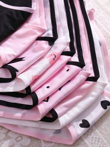 SHEIN Random 4pcs/Set Women's Teenager Simple Fashion Bow Heart Eye Letter Series Comfortable Soft 5pcs Combination Triangle Panties - Multicolor - View 8