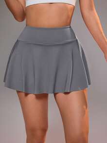 CourtClass CourtClass 女款運動裙，內含內搭短褲與口袋，適用於羽球、網球、瑜珈、健身、跑步、馬拉松 - 灰色 - 查看 4