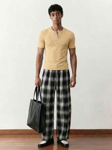 SWAVVY Men's Summer Casual Slim Fit Short Sleeve T-Shirt Standard Size Light Grey Plain - Khaki - View 3