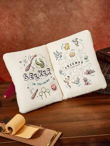 HARRY POTTER X SHEIN 1個書本造型抱枕，劇情印花，書包形狀，適合沙發、房間、汽車，柔軟抱枕 - 紅色 - 查看 5