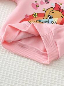 Cozy Pixies Conjunto de 2 piezas para bebé niña recién nacida con top de punto suave de manga larga, cuello redondo, estampado de animales de dibujos animados, cintura elástica y pantalones largos de invierno - Rosa - Ver 11