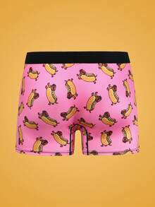 Notgurli Men's Letter Cartoon Print Colorblock Casual Daily Boxer Briefs - Black - View 9