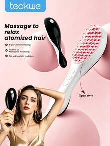 Teckwe Electric Massage Comb.  Type-C Fast Charging (Includes 180mAh Lithium Battery). Multi-Level Adjustment. Dual Red And Blue Light + Essential Oil Spray + 3D Vibration. Portable And Compact. Suitable For Home And Professional Hair Salons - View 2