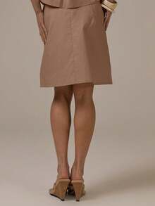 MUSERA Low Rise Button Front Midi Skirt Spring Summer Cute Cosy Cottage Core Y2k Spring Dew Casual - Brown - View 5