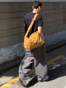 DAZY 夏季拼接對比色領圓領字母印花修身男士T恤 - 黑色 - 查看 2