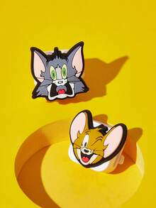 TOM & JERRY X SHEIN 3 Buah Pengatur Kabel Data Magnetik Bentuk Kartun Lucu, Tempat Kabel Pengisi Daya Ponsel Meja, Tempat Kartu, Pengatur Kabel - MultiWarna - View 5