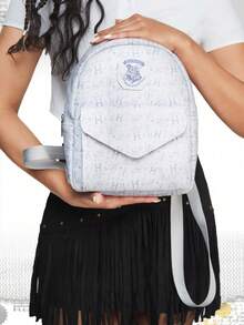 Harry Potter | ROMWE Harry Potter Retro Ladies Fashion Backpack, Lightweight Mini Durable Compact Backpack, Suitable For Back To School And Travel - Grey 1 - View 10