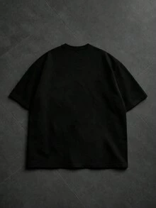 ROMWE MEN Street Life Men's Cross Print Crew Neck Casual Loose Short Sleeve T-Shirt - Black - View 2