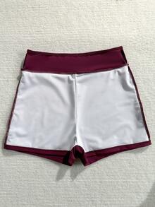Swim Basics 夏季海灘游泳基本款女式高腰緊身純色泳衣 假期萬聖節商店慶典適用 - 粉色 - 查看 8