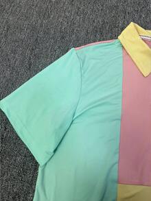 Manfinity Dauomo Camisa polo de botones para hombre con bloqueo de color para el verano - Multicolor - Ver 6