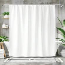 1 pieza Cortina de ducha blanca impermeable & resistente al moho de diseño simple - Blanco - Ver 11
