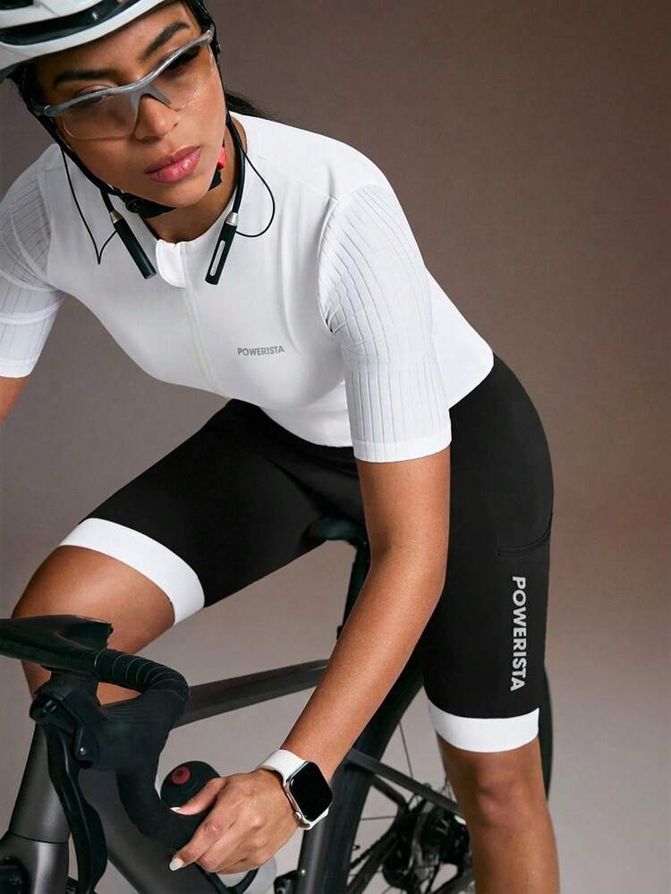 Powerista Women's Letter Print Colorblock Casual Daily Travel Cycling Romper - Black - View 6