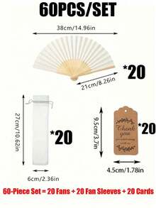3/15/30/60Pcs Blank White Paper Hand Fan Set, Bamboo Ribs Folding Hand Fans With Organza Gift Bags & Thank You Tags, DIY Blank Foldable Paper Fans For Wedding Party Favors, Bridal Shower, Summer Outdoor Events, Guest Souvenirs, Painting & Craft Decor - multicolor - View 12