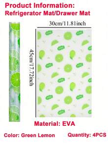 4pcs Waterproof Refrigerator Mats - Moisture-Proof, Anti-Slip, Washable And Reusable. Made Of EVA Material With A Novel Lemon Pattern. Suitable For Refrigerator And Kitchen Decor, Door Mats, Personalized Gifts, Kitchen Essentials - color - View 14