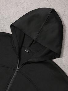 Manfinity Hypemode Men's Solid Color Long Sleeve Zip-Up Casual Hoodie - Black - View 5