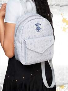 Harry Potter | ROMWE Harry Potter Retro Ladies Fashion Backpack, Lightweight Mini Durable Compact Backpack, Suitable For Back To School And Travel - Grey 1 - View 2