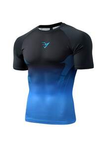 GymBeat Men Gradient Pattern Print Fitted Short Sleeve Crew Neck T-Shirt, Gym - Multicolor - View 4