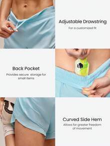 GLOWMODE Celana Pendek Lari VitalSwift Quick-Dry Light Side Breathable 3,5 inci dengan Saku Belakang Terintegrasi untuk Lari, Jogging, Latihan, dan Olahraga dengan Dampak Sedang. - Aqua Biru - View 4