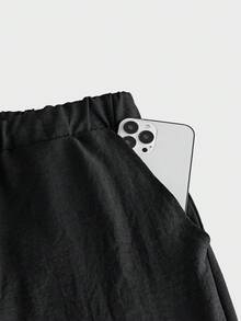 EASEVO Pantalones casuales versátiles de unicolor para hombres de talla grande - Negro - Ver 4