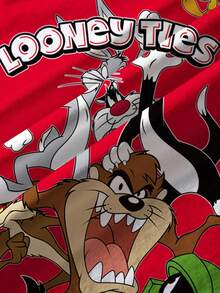 LOONEY TUNES X SHEIN 男童夏季休闲撞色条纹卡通字母图案圆领短袖T恤 - 白色 - 查看 6
