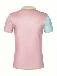 Manfinity Dauomo Camisa polo de botones para hombre con bloqueo de color para el verano - Multicolor - Ver 5